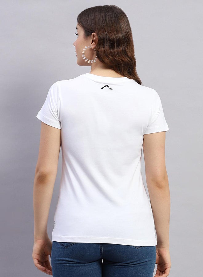 Rock.it Women White Solid V Neck Short Sleeve Top - Image 4