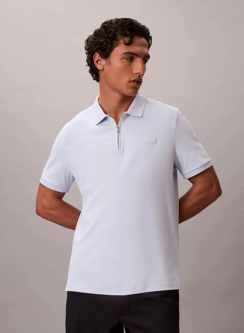 Fine Knit Lyocell Blend Polo Shirt