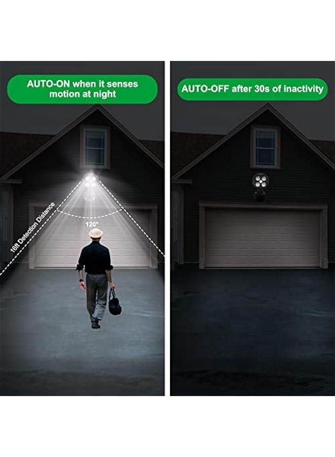 Motion Sensor Outdoor Lights, Battery Operated Outdoor Lights, 600LM Motion Detector Lights for Outside, 6000K LED Security Light Battery Powered Spotlight for House Wall, Black(2 Pack) - Image 3