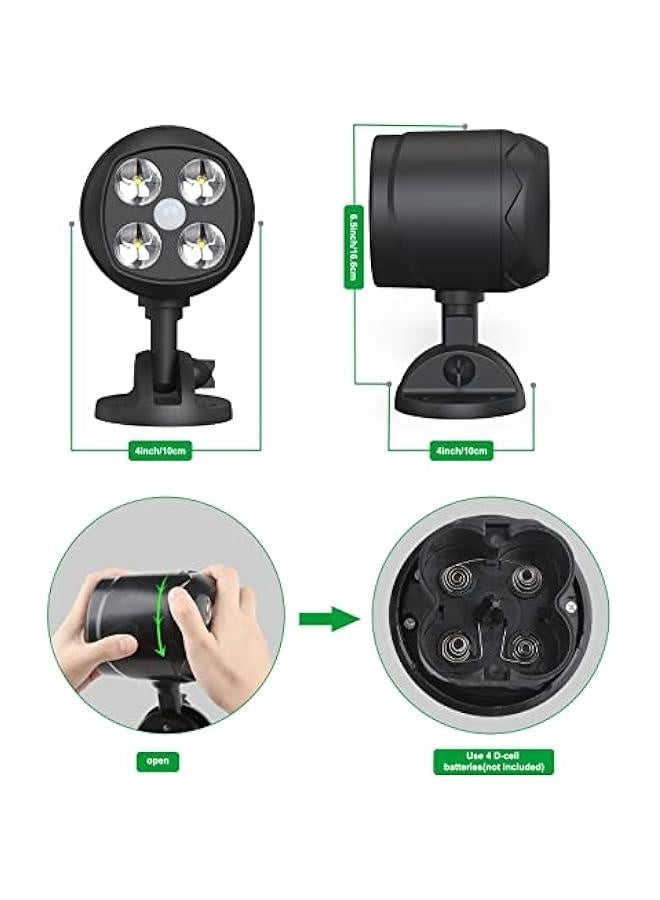 Motion Sensor Outdoor Lights, Battery Operated Outdoor Lights, 600LM Motion Detector Lights for Outside, 6000K LED Security Light Battery Powered Spotlight for House Wall, Black(2 Pack) - Image 5