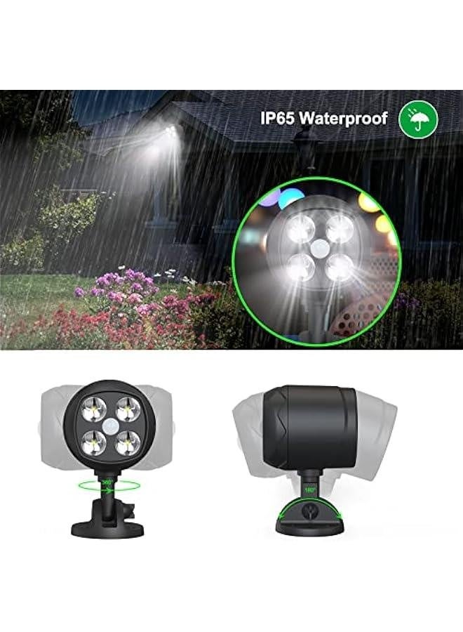 Motion Sensor Outdoor Lights, Battery Operated Outdoor Lights, 600LM Motion Detector Lights for Outside, 6000K LED Security Light Battery Powered Spotlight for House Wall, Black(2 Pack) - Image 4