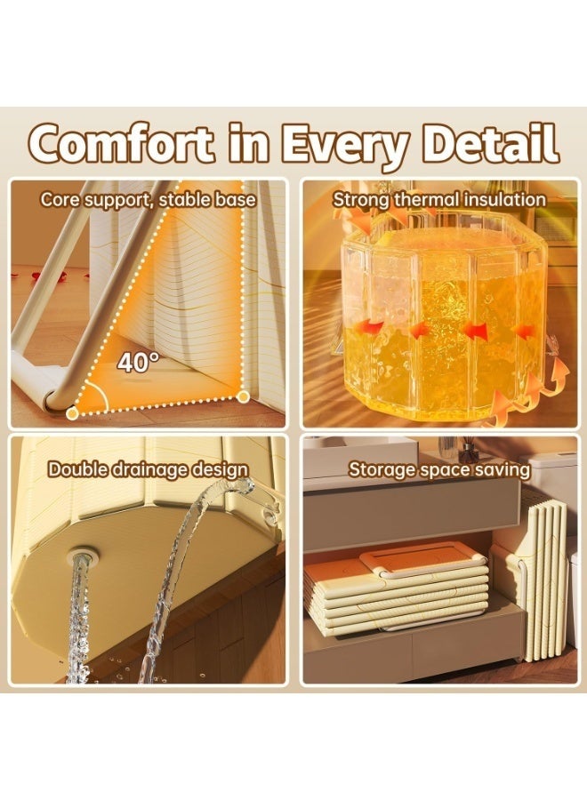 WALALLA Large Waterproof Portable Non-Inflatable Folding Soaking Spa Bathtub Barrel, Upgraded Household Shower Bathing Tubs, Bathroom Family Separate SPA with Suuport Rack Tub for Adults and Kid 150cm - Image 5