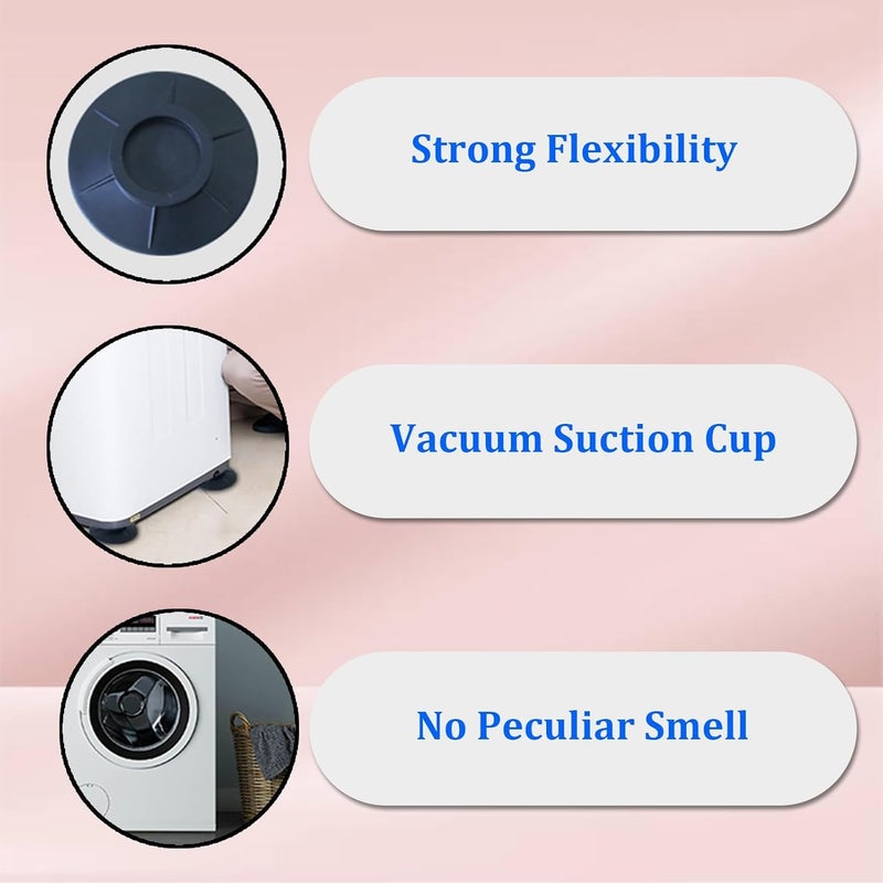 Fadbuds Pack of 4 Vibration Damper Washing Machine, Universal Anti-Vibration Mat, Washing Machine, Non-Slip Foot Pads, Vibration Damper Non-Slip Vibration Damper for Washing Machines and Dryers (Black) - Image 4