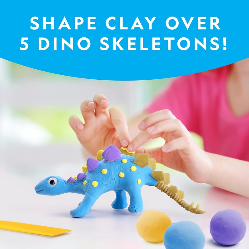 Blue Marble NATIONAL GEOGRAPHIC Clay Dinosaur Arts & Crafts Kit - Dinosaur Air Dry Clay for Kids Craft Kit with 5 Clay Colors, 5 Dino Skeletons, Sculpting Tool & Googly Eyes, Dinosaur Activity - Image 2