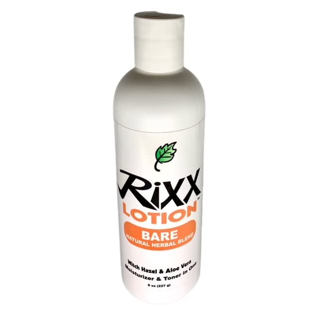Rixx Lotion Bare Unscented Natural Herbal Blend Sport Cap with Witch Hazel Aloe Vera Shea Butter and Hyaluronic Acid Moisturizer and Skin Toner for Face and Body