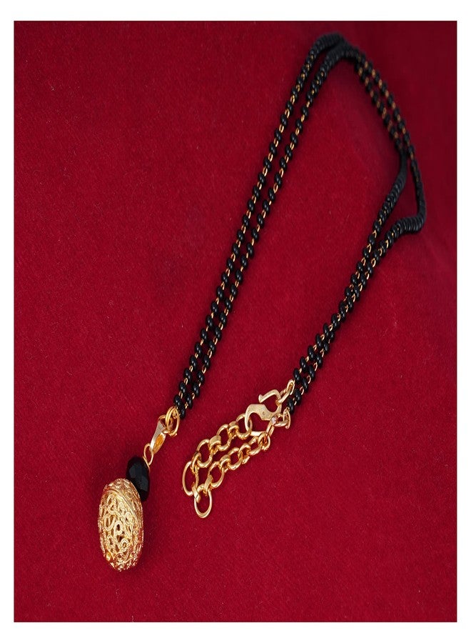 JFL - Jewellery for Less Stylish Gold Plated Dangle Jali Ball Handcrafted Designer with Black Beaded Mangalsutra for Women.,Valentine - Image 3