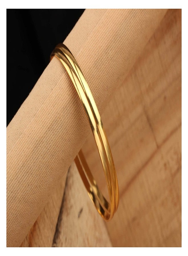 JFL - Jewellery for Less Golden One Gram Gold Plated Bangle Set for Women - Image 3