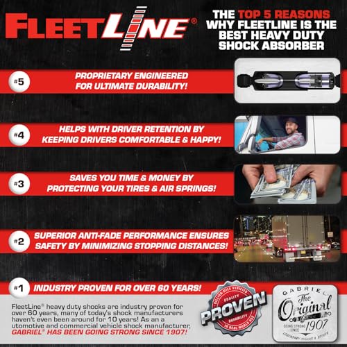 Gabriel 83135 FleetLine HD Truck Front Shocks Fits Chevy Silverado 4500 5500 6500 HD Ford F650 F750 International 4300 4400 7400 DuraStar TerraStar WorkStar OEM 3989717C1 - Image 4