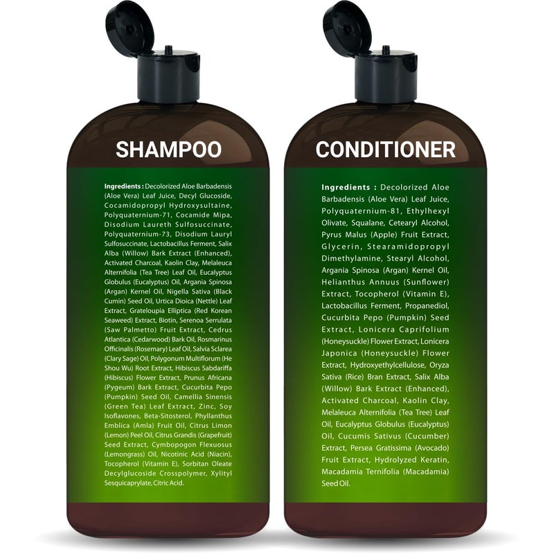 First Botany Tea Tree & Eucalyptus Shampoo and Conditioner Set â€“ Clarifying & Scalp Care Formula with Activated Charcoal, Biotin & Keratin â€“ Sulfate-Free, Made in USA - 16 fl oz x 2 - Image 2
