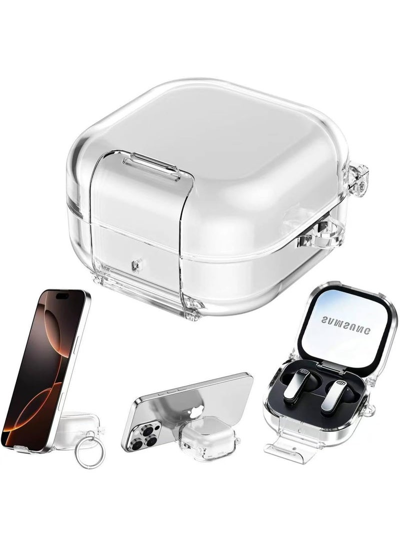 Ecosystem Clear case for Samsung Galaxy Buds 4/4 Pro (2026) Case Cover with Lock Phone,Shockproof Protective Cases with Anti-Yellowing Protection and Keychain for Galaxy Buds 4/4 Pro (Clear) - Image 1