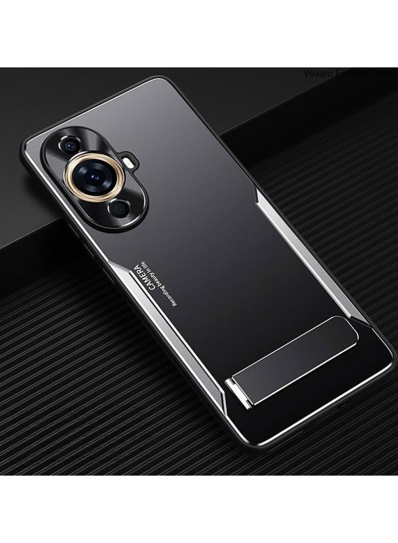 عام عودة فوندا متوافق مع هواوي نوفا 11 برو حافظة سبائك الألومنيوم + غطاء حافة من البولي يوريثان لهواوي نوفا 11 برو مع حامل معدني