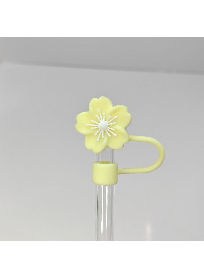 10mm Begonia Flower Straw Dust Cap Straw Sleeve Flower Stanley Stanley Straw Cap-Color:Creamy Yellow (strongly Recommended By The Owner)  - Image 1
