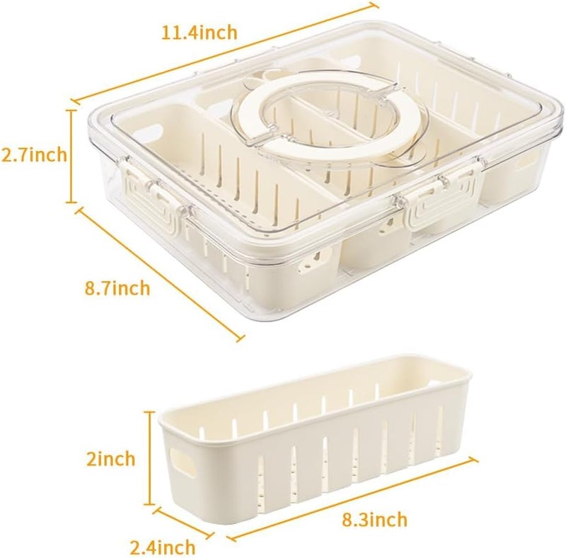 KocelFir Fruit Storage Containers for Fridge, Fridge Organizer Snackle Box Container, Fruit Containers for Fridge, 4 Compartments Fruit & Vegetable Organizer - Image 2