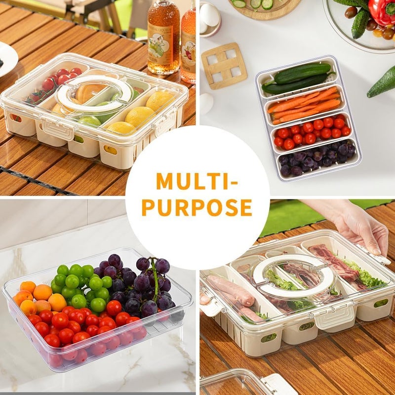 KocelFir Fruit Storage Containers for Fridge, Fridge Organizer Snackle Box Container, Fruit Containers for Fridge, 4 Compartments Fruit & Vegetable Organizer - Image 5