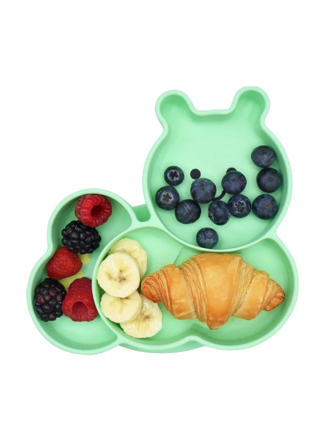 melii Divided Silicone Suction Plate - 100% Silicone, for Baby + Toddlers – BPA Free, Dishwasher & Microwave Safe - Caterpillar - Image 2