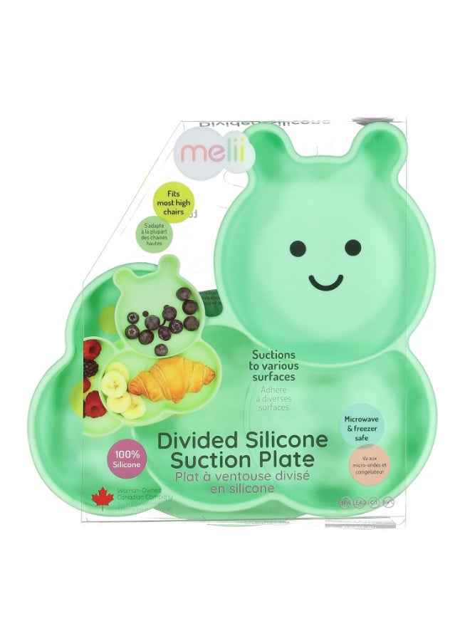 melii Divided Silicone Suction Plate - 100% Silicone, for Baby + Toddlers – BPA Free, Dishwasher & Microwave Safe - Caterpillar - Image 3