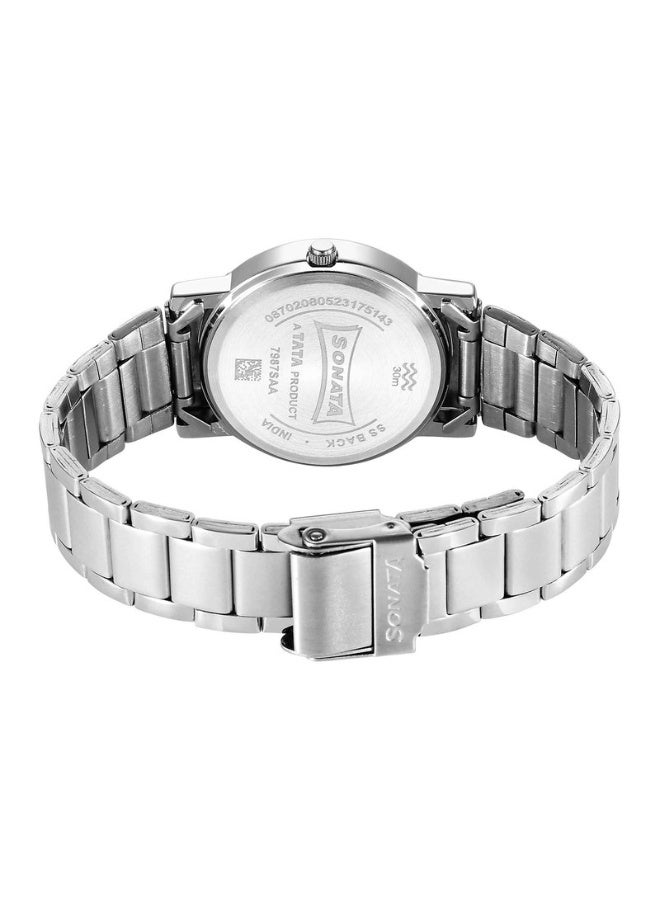 Sonata ساعة يد للرجال 7987SM10 - قرص أخضر، حزام من الفولاذ المقاوم للصدأ الفضي، حركة كوارتز، مقاومة للماء حتى 30 م - Image 4