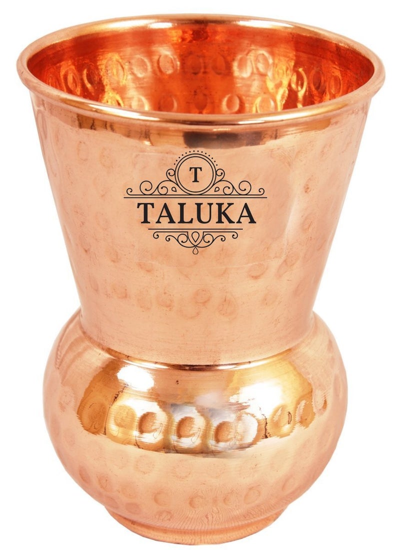 Taluka Set of 4 Pure Copper Round Bottom Hammered Water Serving Purpose Copper Glass Home Hotel Drinkware Good Health Benefits Yoga Ayurveda 3 x 45 inches - Image 3