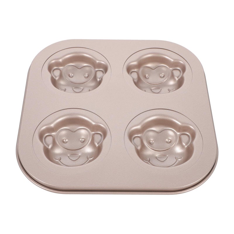 Nonstick Carbon Steel 4 Unit Monkey Cake Mold Cartoon Madeleine Baking Pan For Oven - Image 2