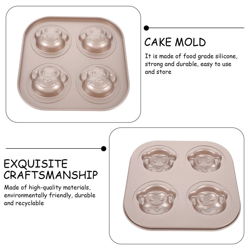 Nonstick Carbon Steel 4 Unit Monkey Cake Mold Cartoon Madeleine Baking Pan For Oven - Image 4