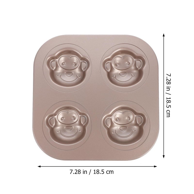 Nonstick Carbon Steel 4 Unit Monkey Cake Mold Cartoon Madeleine Baking Pan For Oven - Image 3