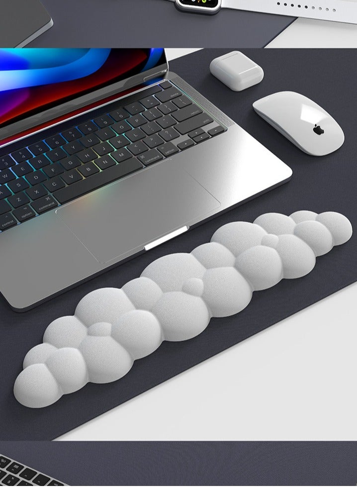 Cloud Wrist Pad Keyboard Mouse Wrist Pad Typing Wrist Pad PU Leather Memory Foam Wrist Pad (White)  - Image 2