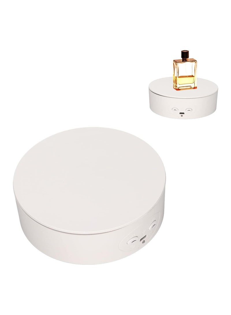 Raxoom Rotating Display Stand, 360 Degree Motorized Rotating Turntable Display Stand for Wine Bottles Cosmetics Photography Products Shows Jewelry, Load 6.6Lb, Battery/USB Power Supply (White) - Image 2