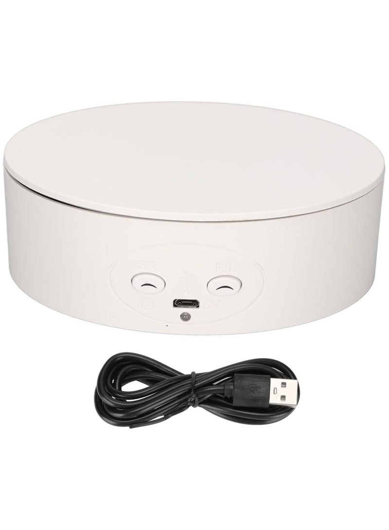 Raxoom Rotating Display Stand, 360 Degree Motorized Rotating Turntable Display Stand for Wine Bottles Cosmetics Photography Products Shows Jewelry, Load 6.6Lb, Battery/USB Power Supply (White) - Image 3