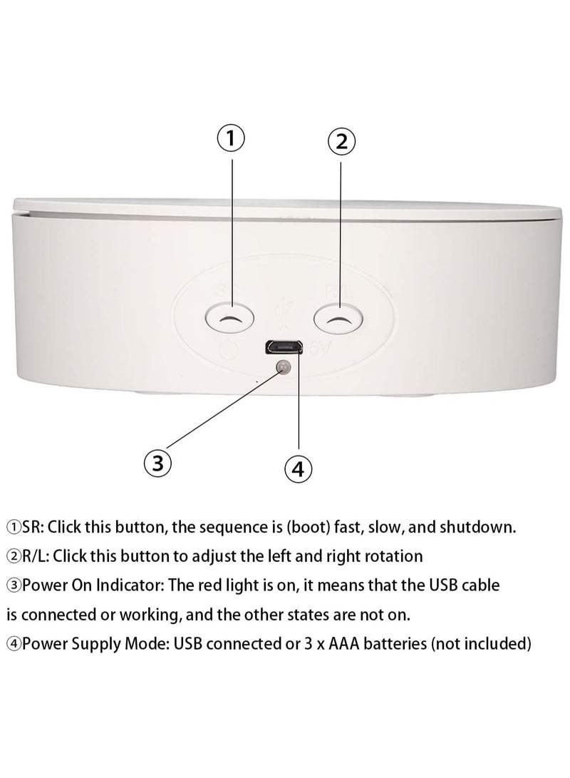 Raxoom Rotating Display Stand, 360 Degree Motorized Rotating Turntable Display Stand for Wine Bottles Cosmetics Photography Products Shows Jewelry, Load 6.6Lb, Battery/USB Power Supply (White) - Image 4