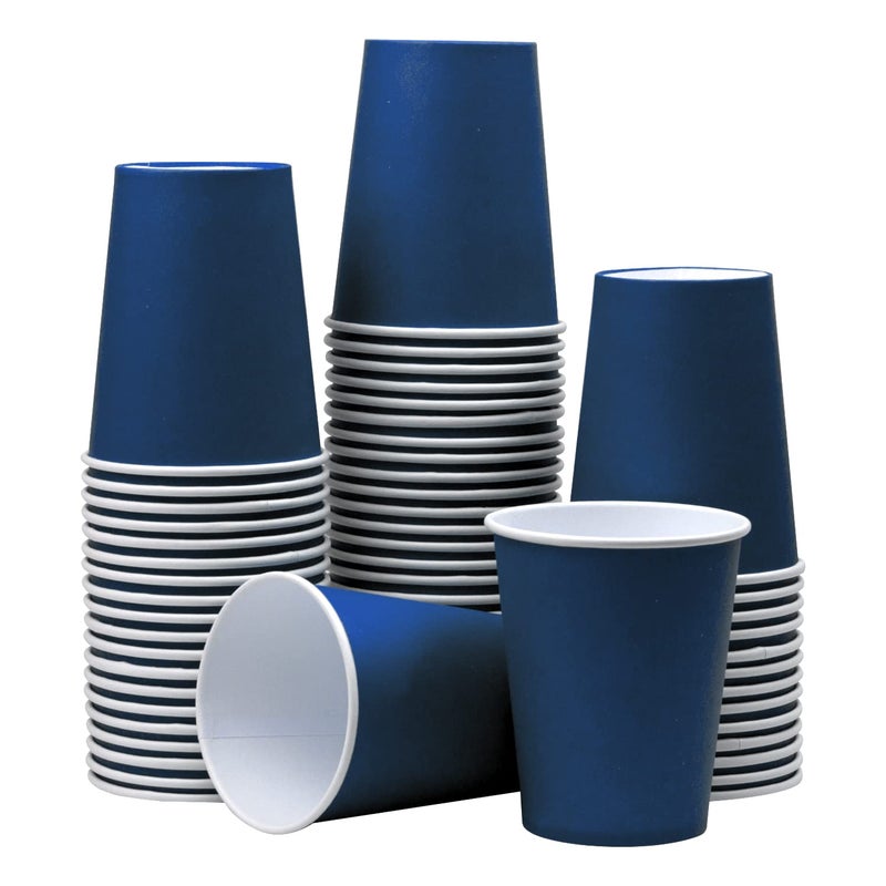 Yuxitia Disposable Paper Cups  60pcs Blue Paper Cups For DIY Wedding Party Picnic BBQ Travel and Event 8OZ (Navy blue) - Image 1