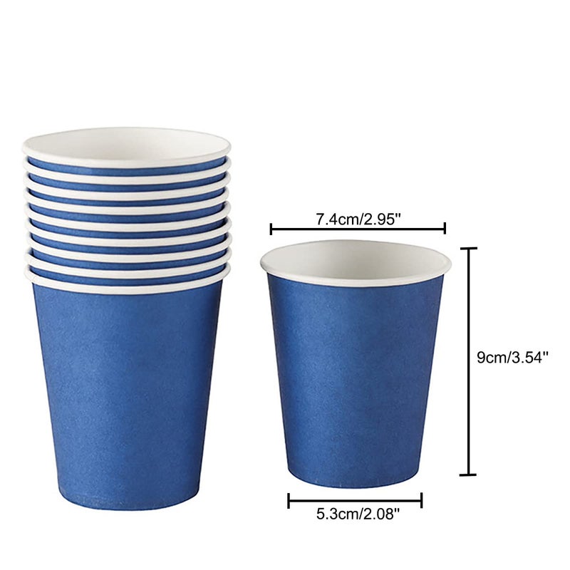 Yuxitia Disposable Paper Cups  60pcs Blue Paper Cups For DIY Wedding Party Picnic BBQ Travel and Event 8OZ (Navy blue) - Image 2
