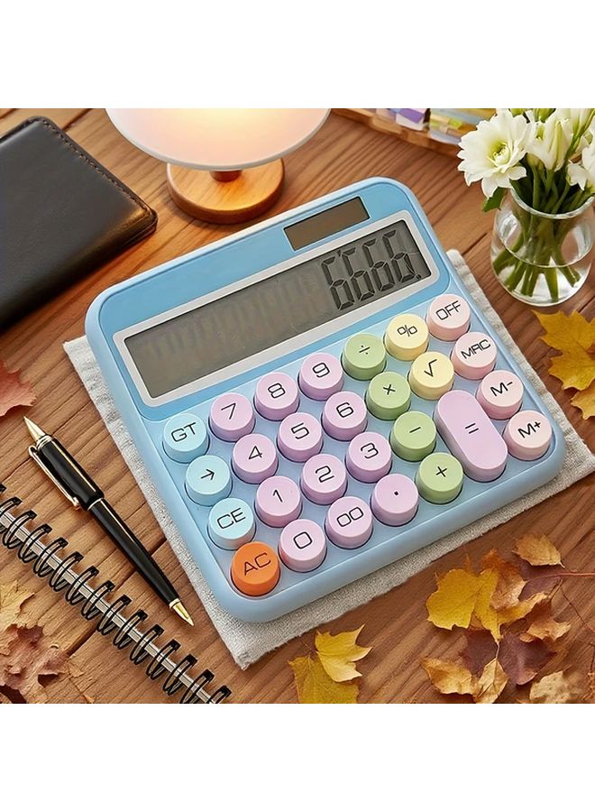 آلة حاسبة الدوبامين اللطيفة باللونين الأبيض والأزرق، مصنوعة من مادة ABS خفيفة الوزن ومضغوطة، تعمل بالبطارية - Image 3