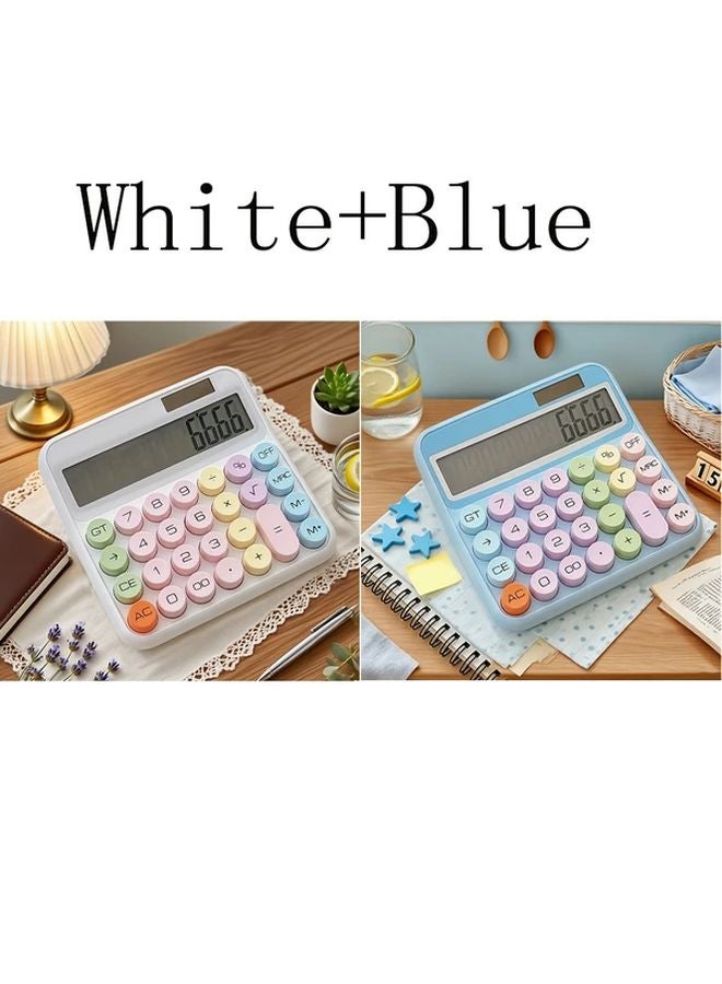 آلة حاسبة الدوبامين اللطيفة باللونين الأبيض والأزرق، مصنوعة من مادة ABS خفيفة الوزن ومضغوطة، تعمل بالبطارية - Image 1