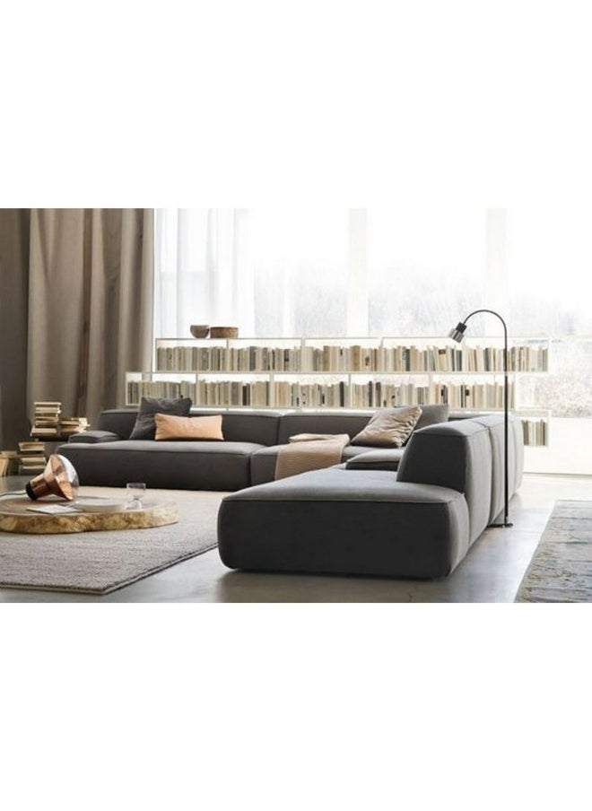 Al Home - 6 Seater L-Shape Sofa Linen 90x90x300x300 Cm - Grey - Image 1