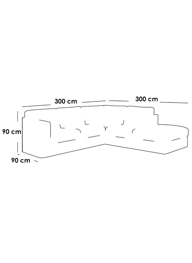 Al Home - 6 Seater L-Shape Sofa Linen 90x90x300x300 Cm - Grey - Image 1