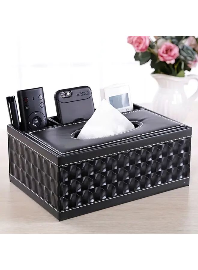 Siping White Golden PU Leather Tissue Box With 4 Compartments For Remote And Napkin Storage - Image 3