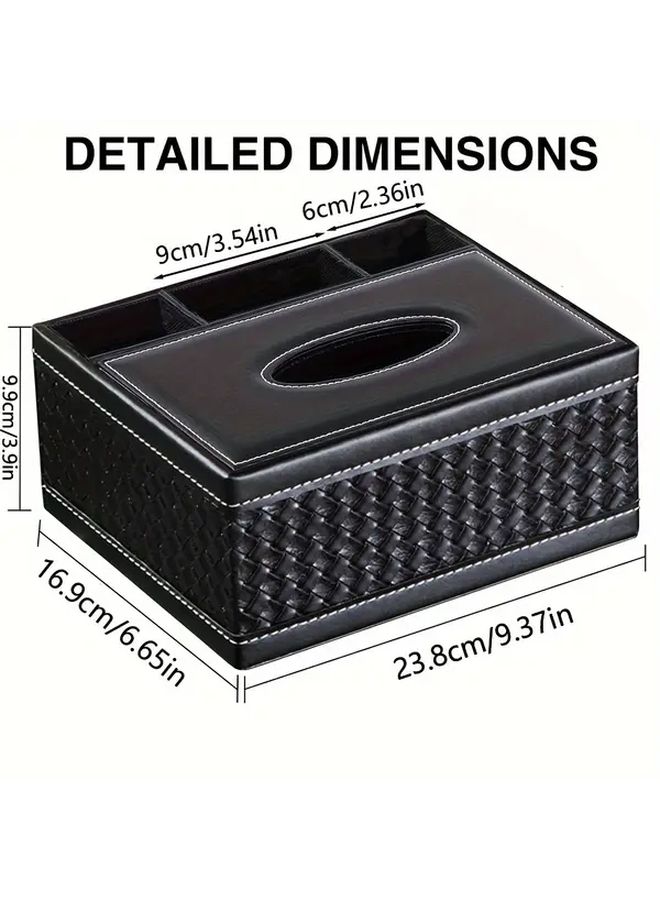 Siping White Golden PU Leather Tissue Box With 4 Compartments For Remote And Napkin Storage - Image 5