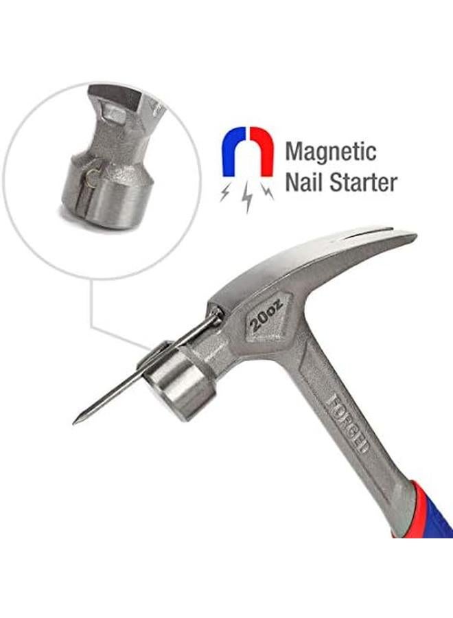 WORKPRO Claw Hammer 20 Oz One Piece Forged Framing Hammer With Magnetic Nail Holder Nailing Hammer Air Cushion Handle For Antivibration  - Image 2