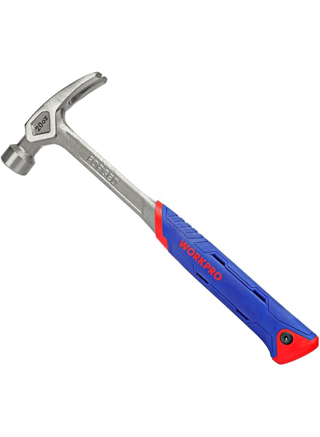 WORKPRO Claw Hammer 20 Oz One Piece Forged Framing Hammer With Magnetic Nail Holder Nailing Hammer Air Cushion Handle For Antivibration  - Image 1