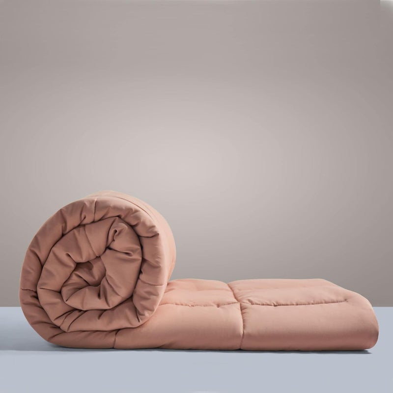 SleepyCat Luxurious All Season Reversible Comforter Hotel Like Feel With Down Alternative Lightweight Microfiber Fill Double Size 90X100 Inches 200 Gsm Nude Pink Seafoam White 200 tc