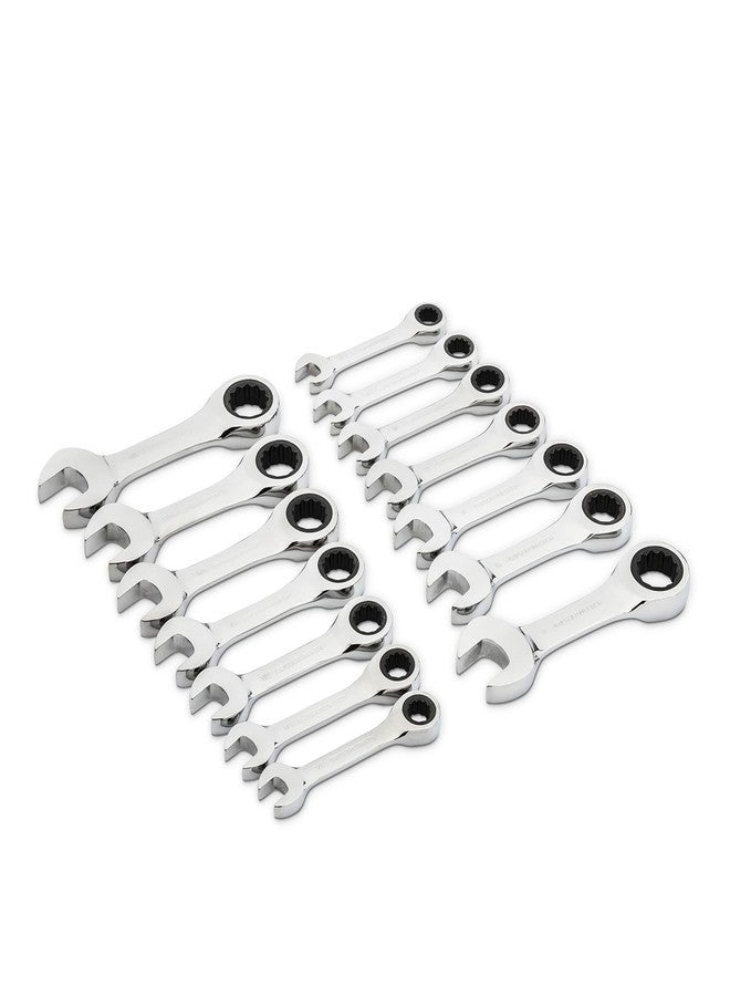 GEARWRENCH 14 Pc. 12 Point Stubby Ratcheting SAE/Metric Combination Wrench Set - 85206 - Image 4