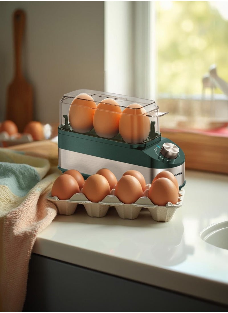 GREEN LION - Trio Egg Cooker with Auto Shutoff / Rotatory Knob / Non-Stick Coating / BPA-Free Plastic / PP+ Stainless Steel - Green - Image 1