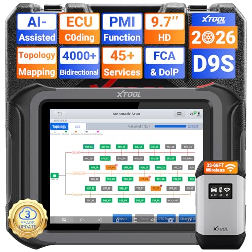 XTOOL D9S Topology Mapping OBD2 Scanner, Wireless ECU Coding & Bidirectional Automotive Diagnostic Scan Tool, PMI for Ford, AI-Assisted, 45+ Resets, 8 PIDs Live Data, FCA, Full System, 3-Year Updates - Image 1