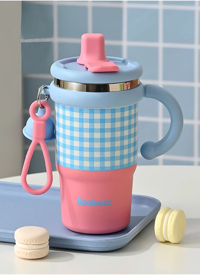LITTLE SURPRISE BOX Little Surprise Box, Pink & Blue Checkered Stainless Steel Tumbler for Kids and Adults, 550ml