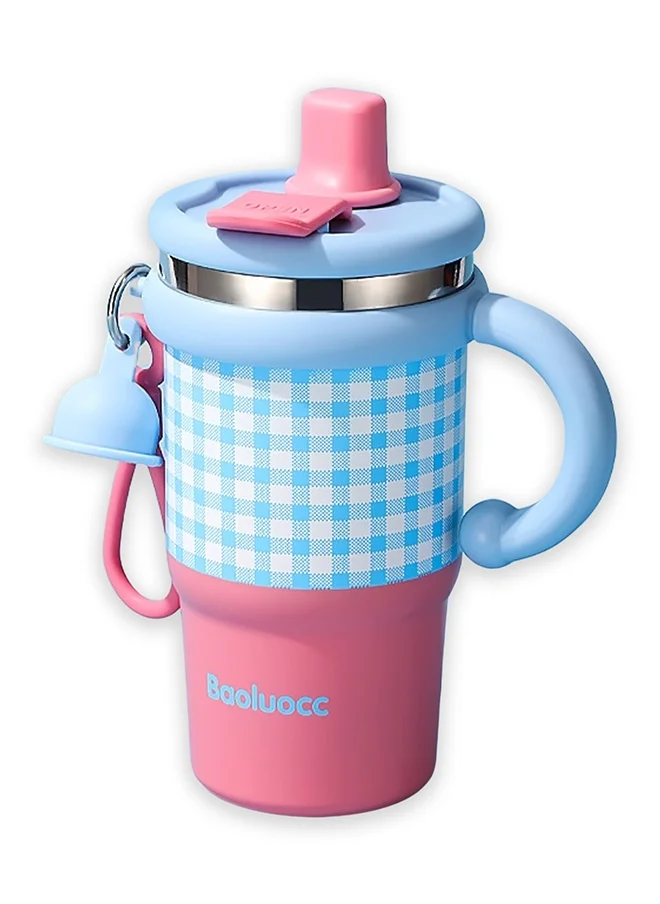 LITTLE SURPRISE BOX Little Surprise Box, Pink & Blue Checkered Stainless Steel Tumbler for Kids and Adults, 550ml