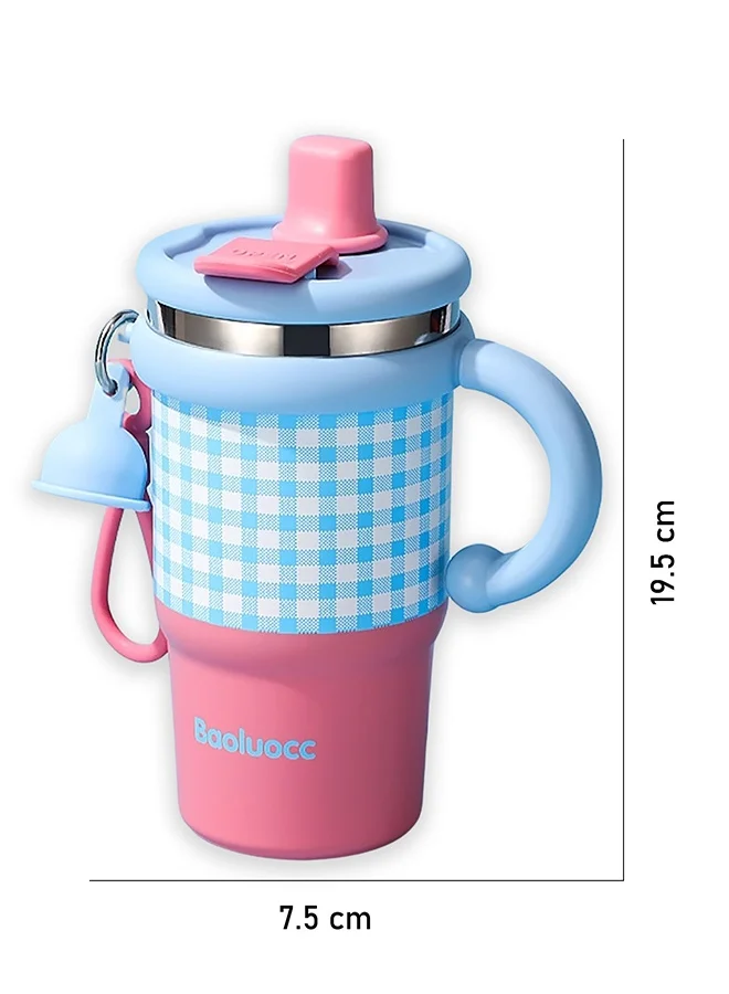 LITTLE SURPRISE BOX Little Surprise Box, Pink & Blue Checkered Stainless Steel Tumbler for Kids and Adults, 550ml