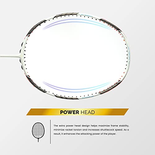 Apacs Z-Ziggler (Unstrung, 38 LBS Max Tension) 6.4mm Slim Shaft | Made in Vietnam | 100% Japanese Graphite Badminton Racket with Free Full Cover | G2-4 1/8 inches (White) - Image 4
