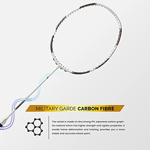 Apacs Z-Ziggler (Unstrung, 38 LBS Max Tension) 6.4mm Slim Shaft | Made in Vietnam | 100% Japanese Graphite Badminton Racket with Free Full Cover | G2-4 1/8 inches (White) - Image 2