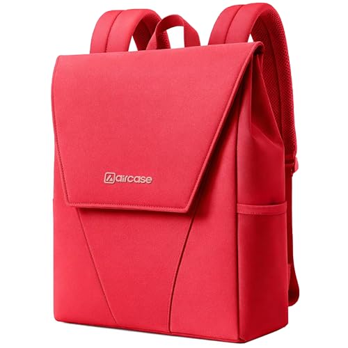 AirCase Canvas Laptop Backpack for Women with Multiple Pockets, Padded Straps, 13L Capacity, Lightweight, Water-Resistant Bag for Travel, College, Office Use, Supports Laptops Up to 14.1 Inch (Red) - Image 1