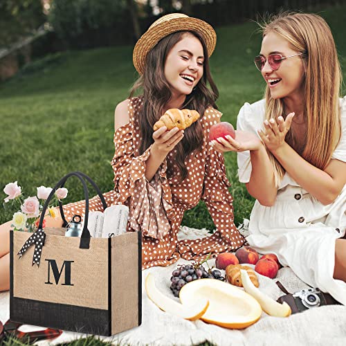 BeeGreen Initial Jute Tote Bag for Women Beach Tote Bag with Handles Thank You Gift for Teacher Friends Bridesmaid Mother Personalized Monogram Gift Bag for Birthday Bridal Shower K - Image 5